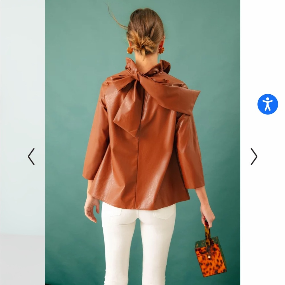 Tuckernuck Cognac Leather Faye blouse NWT